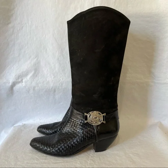 Via Spiga | Shoes | Via Spiga Black Woven Suede Leather  display picture 3